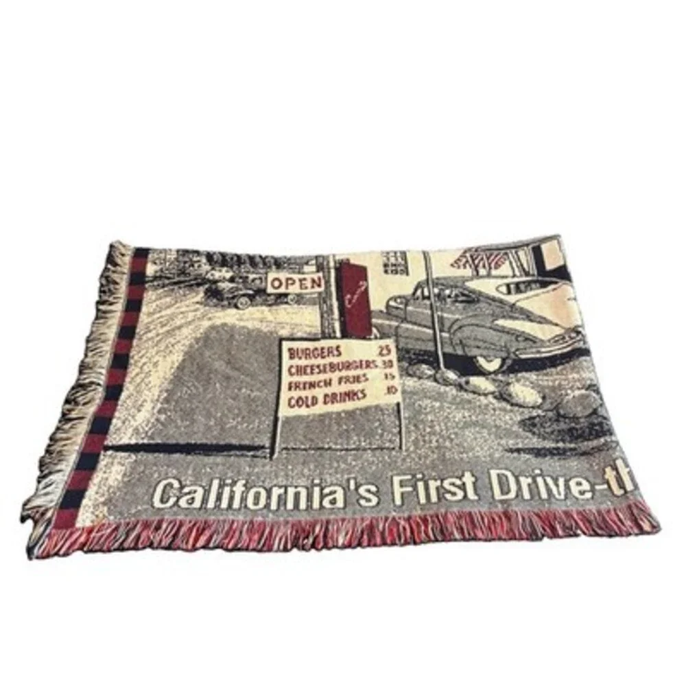 Very Rare IN & OUT BURGER Original Woven Blanket Approximately 48”X72” 1990’s